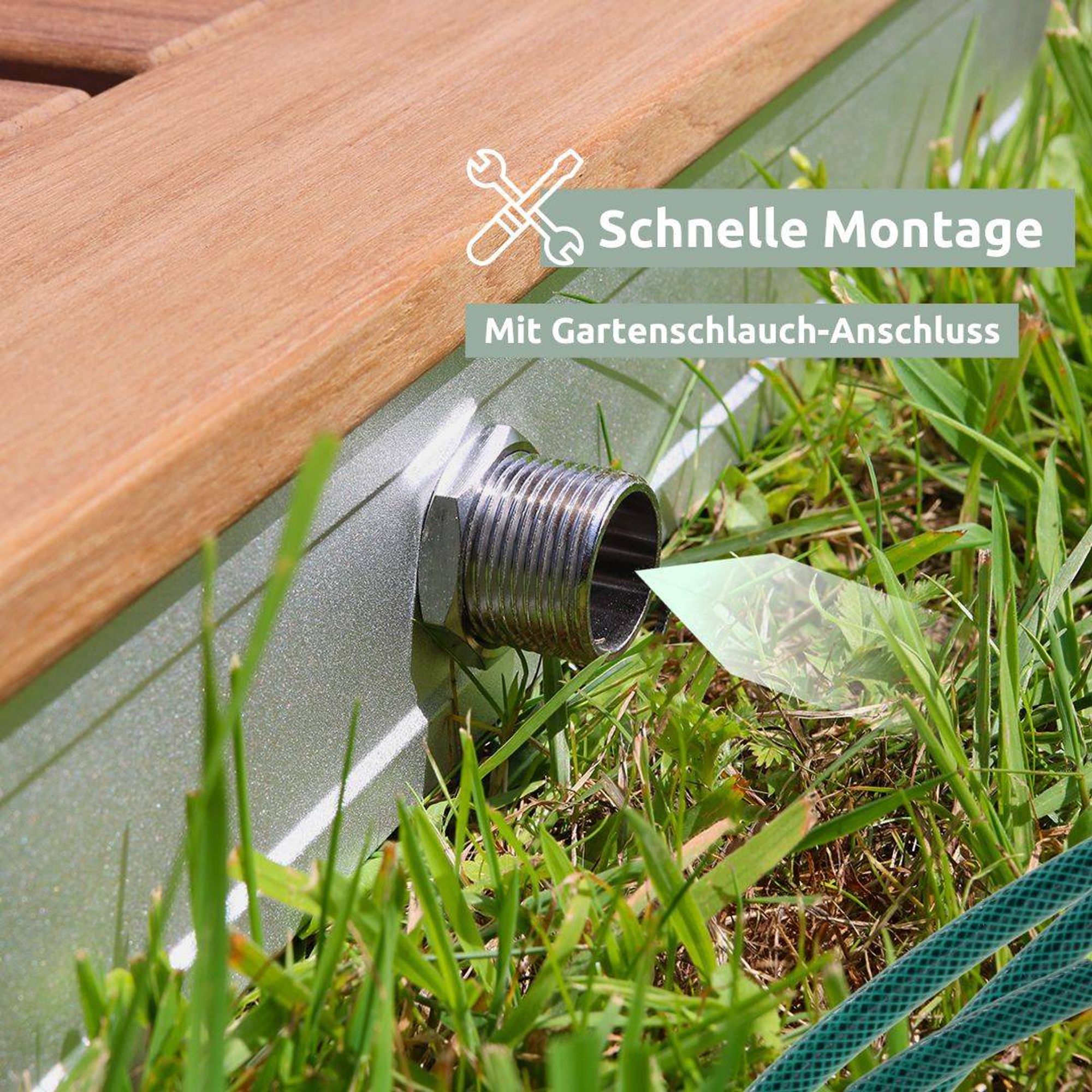 Bodendusche Gartendusche, eckig, mit Teak-Oberfläche