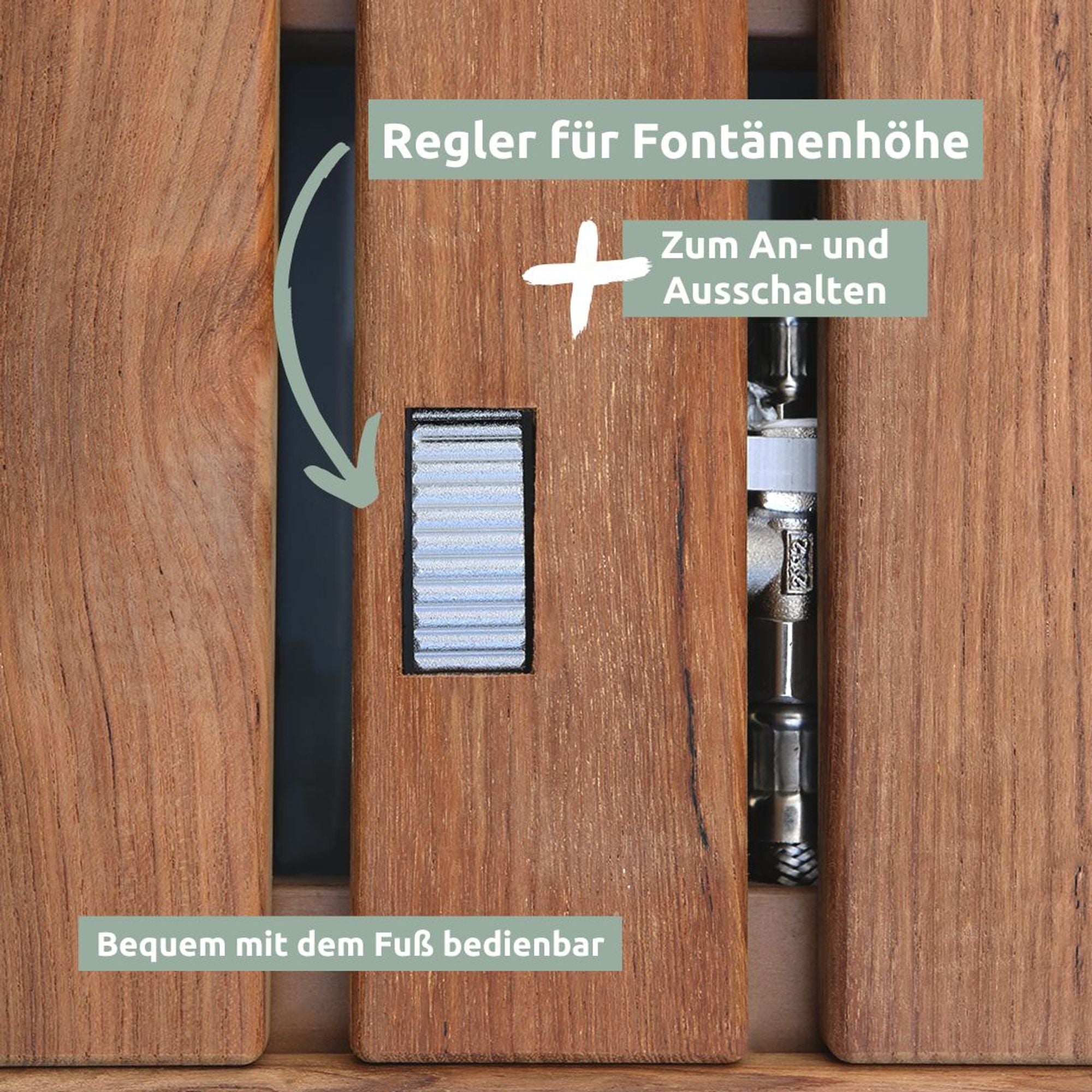 Bodendusche Gartendusche, eckig, mit Teak-Oberfläche