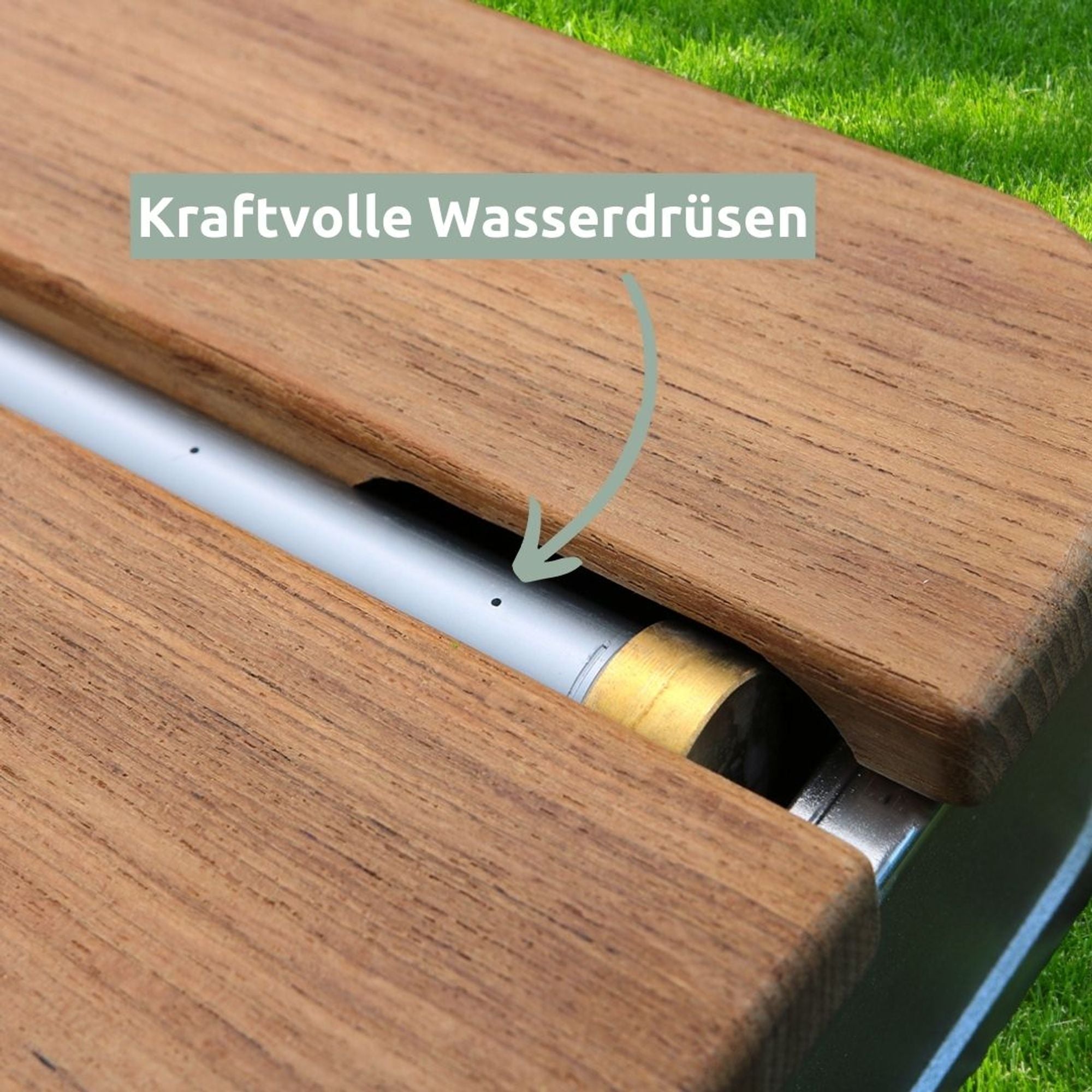 Bodendusche Gartendusche, eckig, mit Teak-Oberfläche