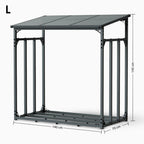 H4H378.1_Abmessungen Kaminholzunterstand Metall M L XL – Brennholzregal wetterfest mit Dach, Holzunterstand Garten Anthrazit