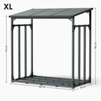 H4H378.3_Abmessungen Kaminholzunterstand Metall M L XL – Brennholzregal wetterfest mit Dach, Holzunterstand Garten Anthrazit