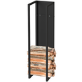 H4H381Cover Kaminholzregal Metall schwarz 100x25x25cm inkl. Kaminhandschuh & Tragetasche Default Title