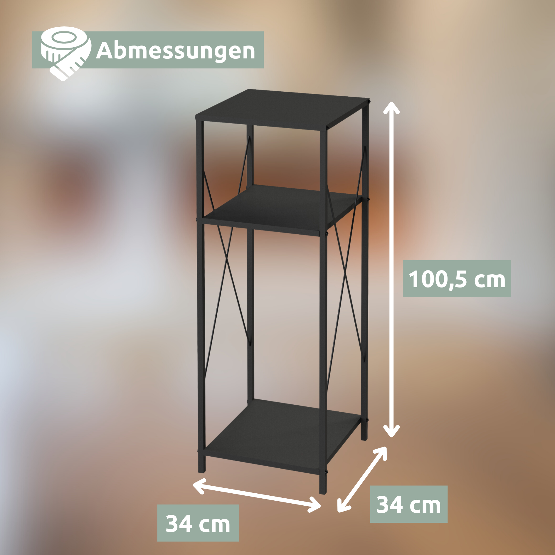 Kaminholzregal mit Ablage aus Metall Schwarz inkl. Ofenhandschuh
