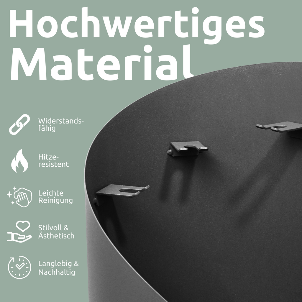 H4H387Material_2 5-teiliges Kaminbesteck Grau mit Holzgriffen und Halter