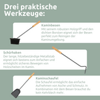 H4H387Tools_2 5-teiliges Kaminbesteck Grau mit Holzgriffen und Halter