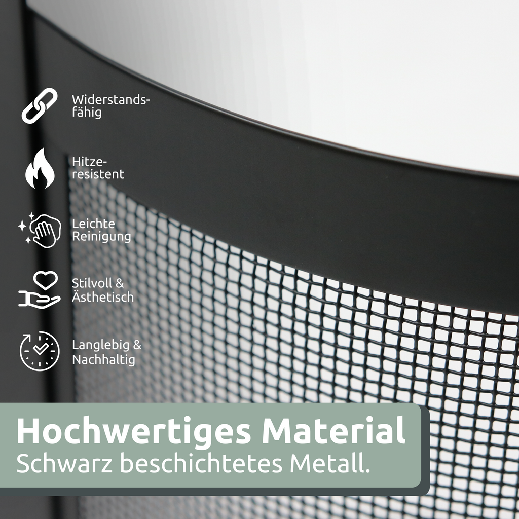 6-tlg. Kaminbesteck Schwarz mit Holzgriff inkl. Ofenhandschuh