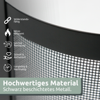 H4H388Material_2 6-teiliges Kaminbesteck aus schwarzem Metall mit Holzgriffen und Halter