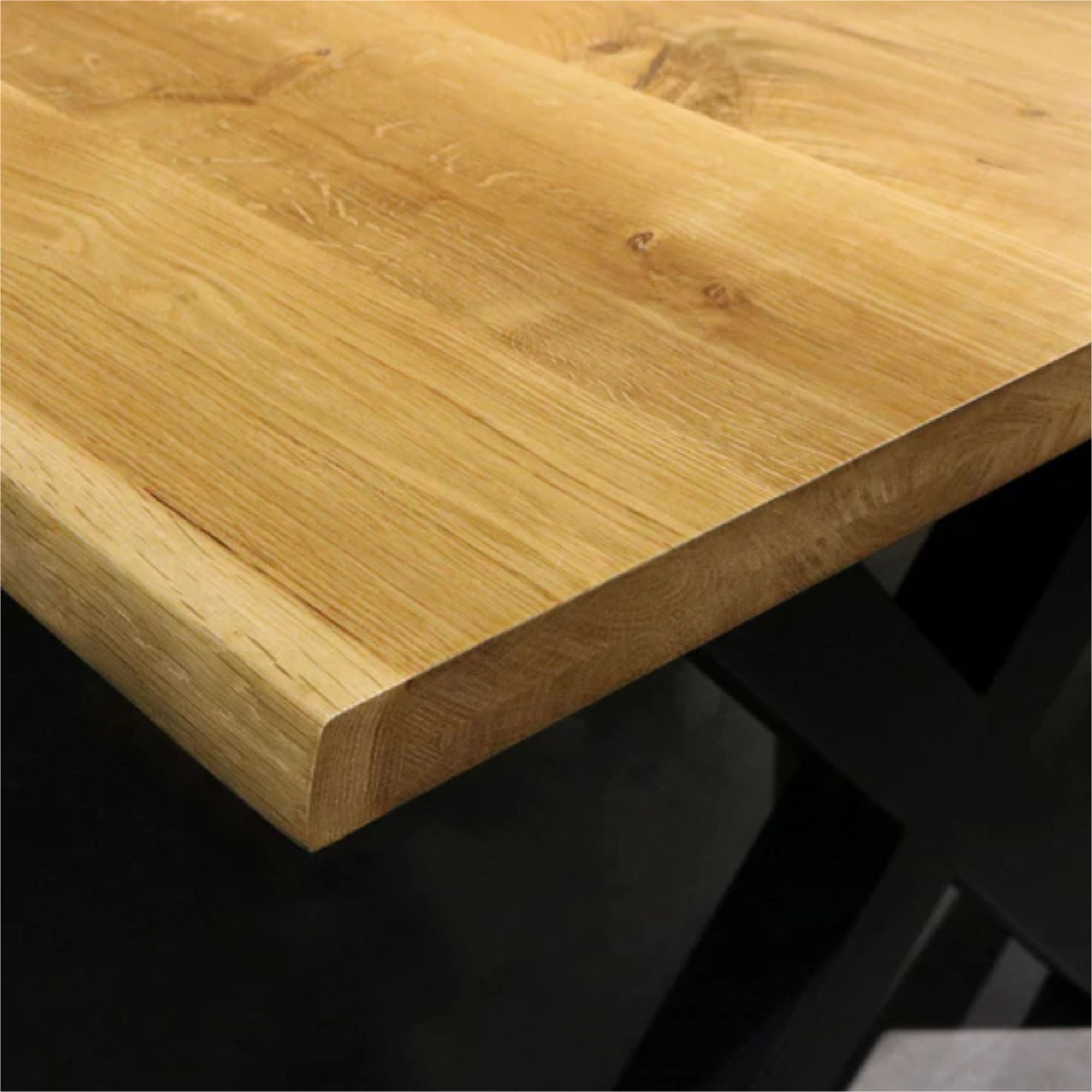 Massivholz Tischplatte aus Eiche mit Baumkante und Aufdopplung am Rand 240 x 100 cm