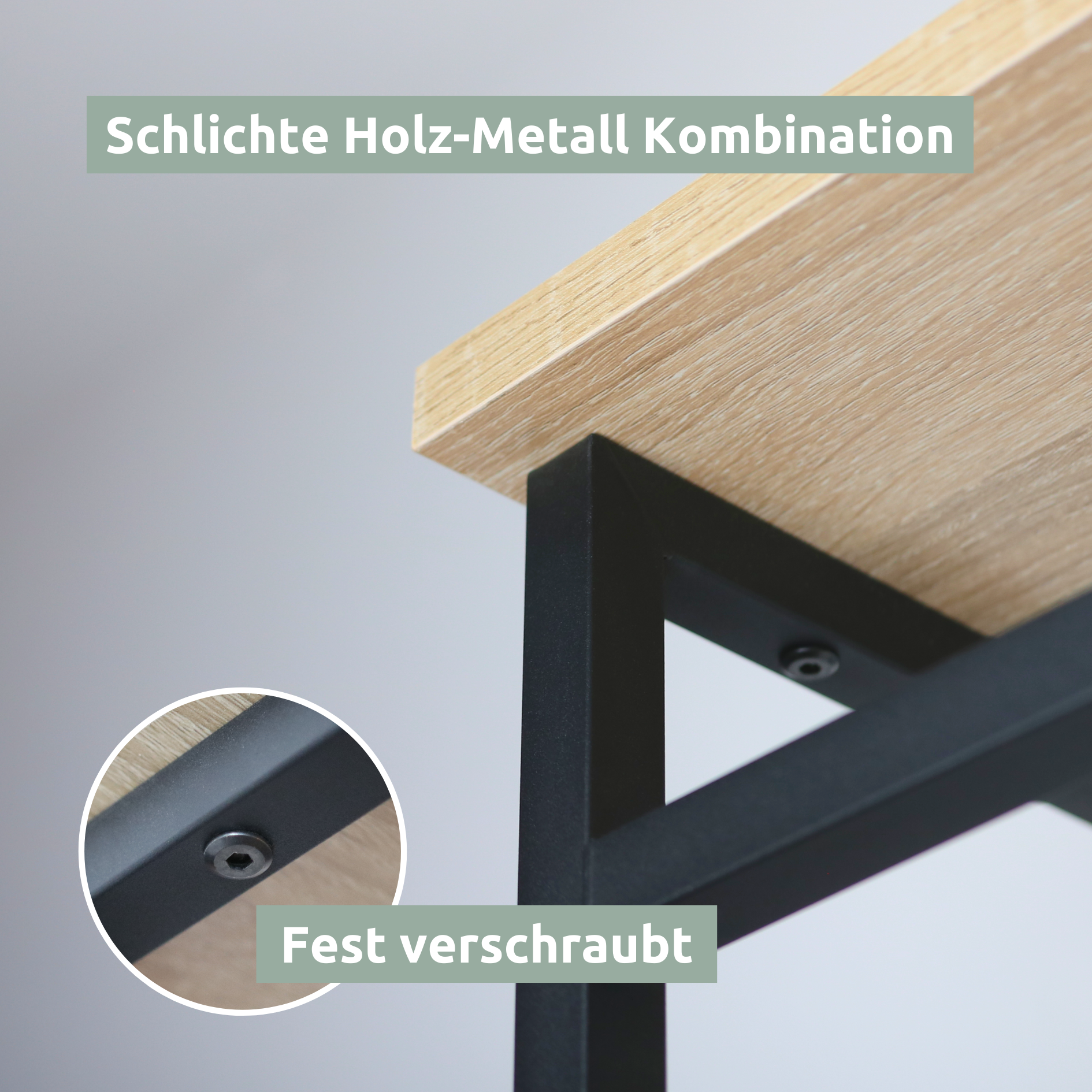 Garderobe Sonoma Eiche - inkl. 3 Kleiderbügel aus Metall - Schwarz