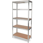 H4H400Cover-Bild-0 Schwerlastregal 90x40x180cm I belastbar bis 875kg I 5 Ablagen + Haken Silber Silber