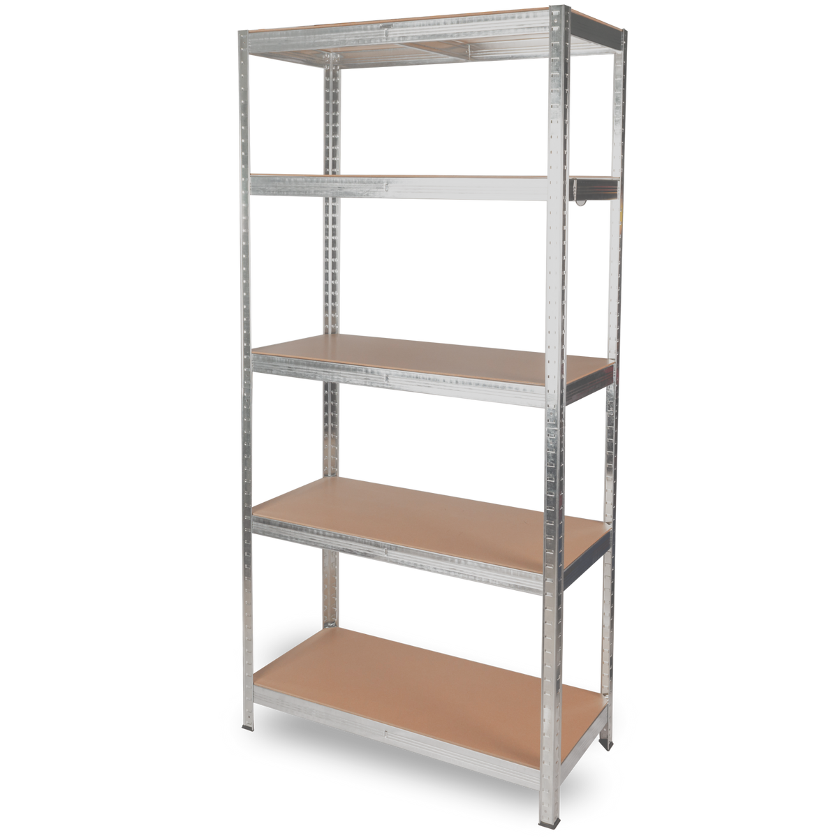 Schwerlastregal 90x40x180cm I belastbar bis 875kg I 5 Ablagen + HakenSilber / 2er Set