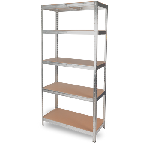 Schwerlastregal 90x40x180cm I belastbar bis 875kg I 5 Ablagen + HakenSilber / 2er Set