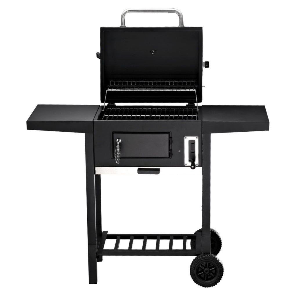 Grillwagen Holzkohlegrill mit Deckel, 2 Ablagen, Thermometer uvm.