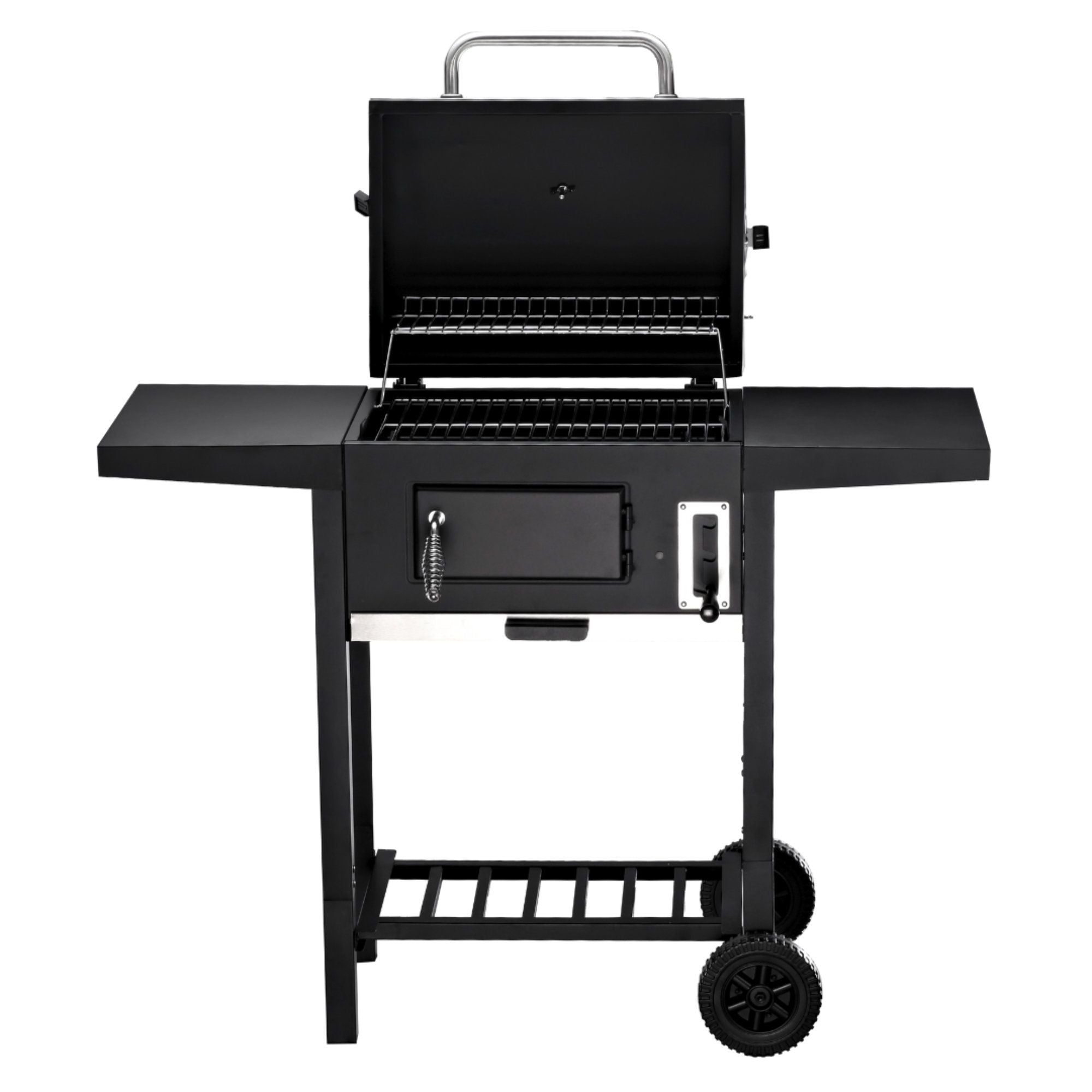 Grillwagen Holzkohlegrill mit Deckel, 2 Ablagen, Thermometer uvm.
