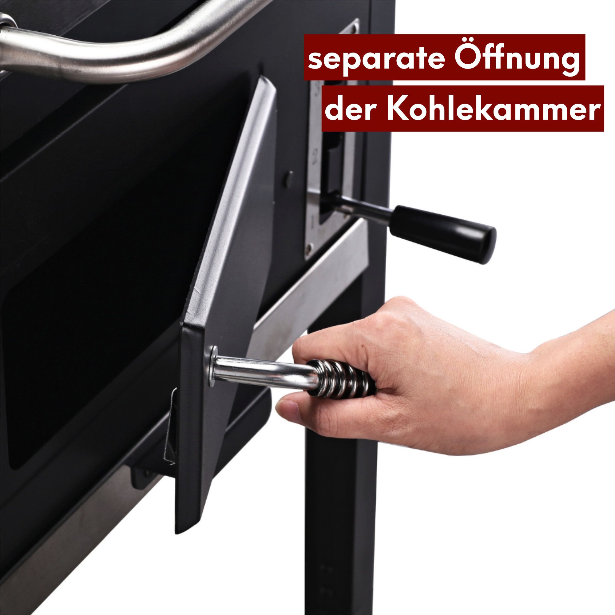 Grillwagen Holzkohlegrill mit Deckel, 2 Ablagen, Thermometer uvm.