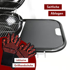 BBQ Kugelgrill mit zwei Ablagen und Grillhandschuhen