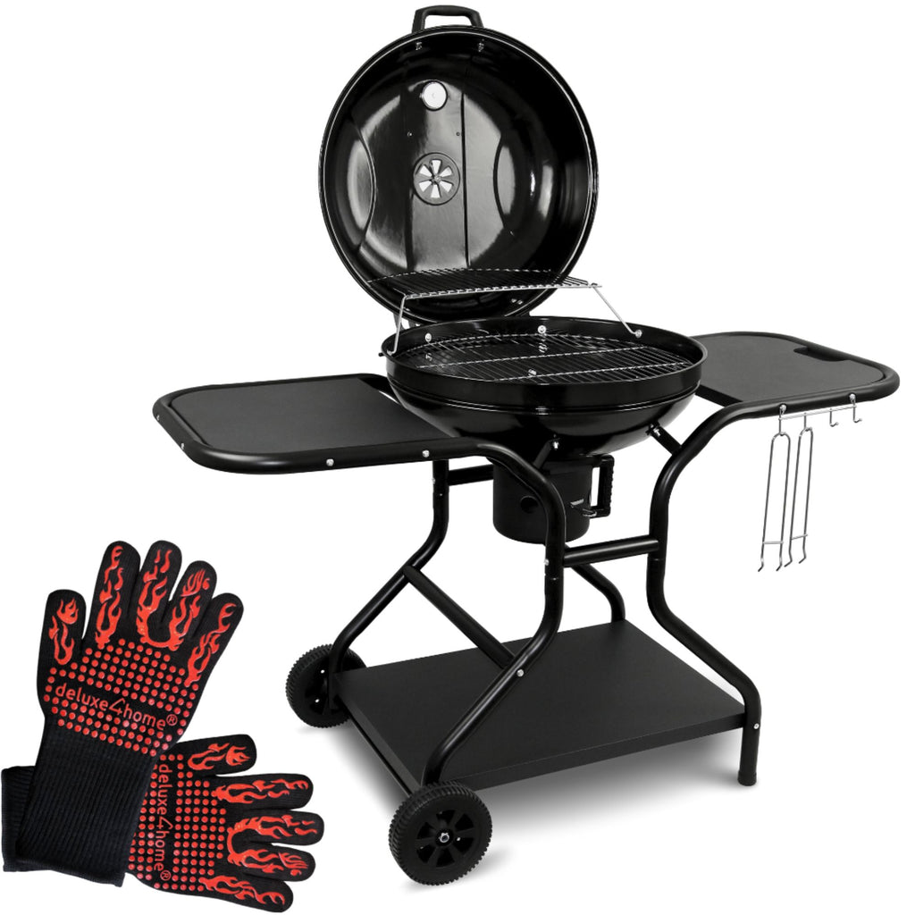 BBQ Kugelgrill mit zwei Ablagen und Grillhandschuhen