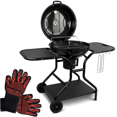 BBQ Kugelgrill mit zwei Ablagen und Grillhandschuhen