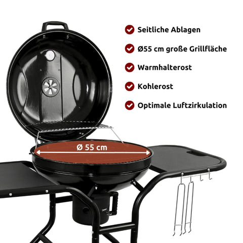 BBQ Kugelgrill mit zwei Ablagen und Grillhandschuhen