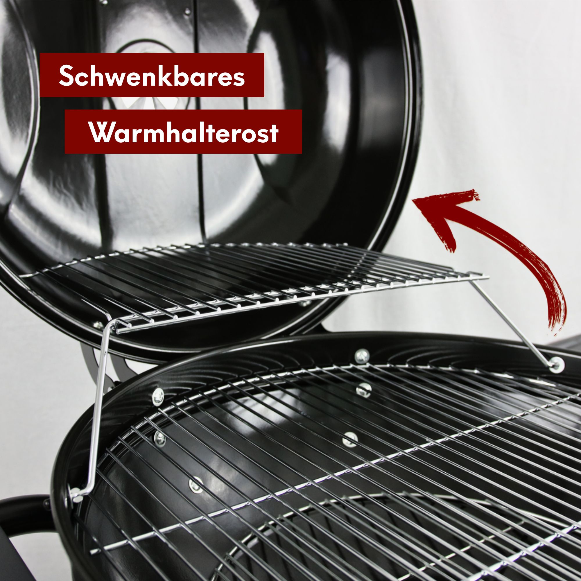 BBQ Kugelgrill mit zwei Ablagen und Grillhandschuhen