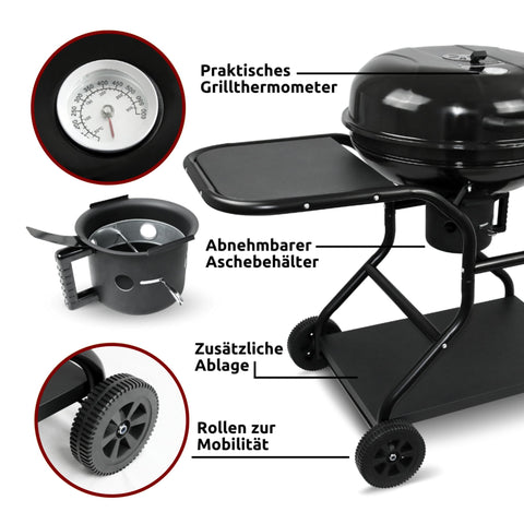 BBQ Kugelgrill mit zwei Ablagen und Grillhandschuhen