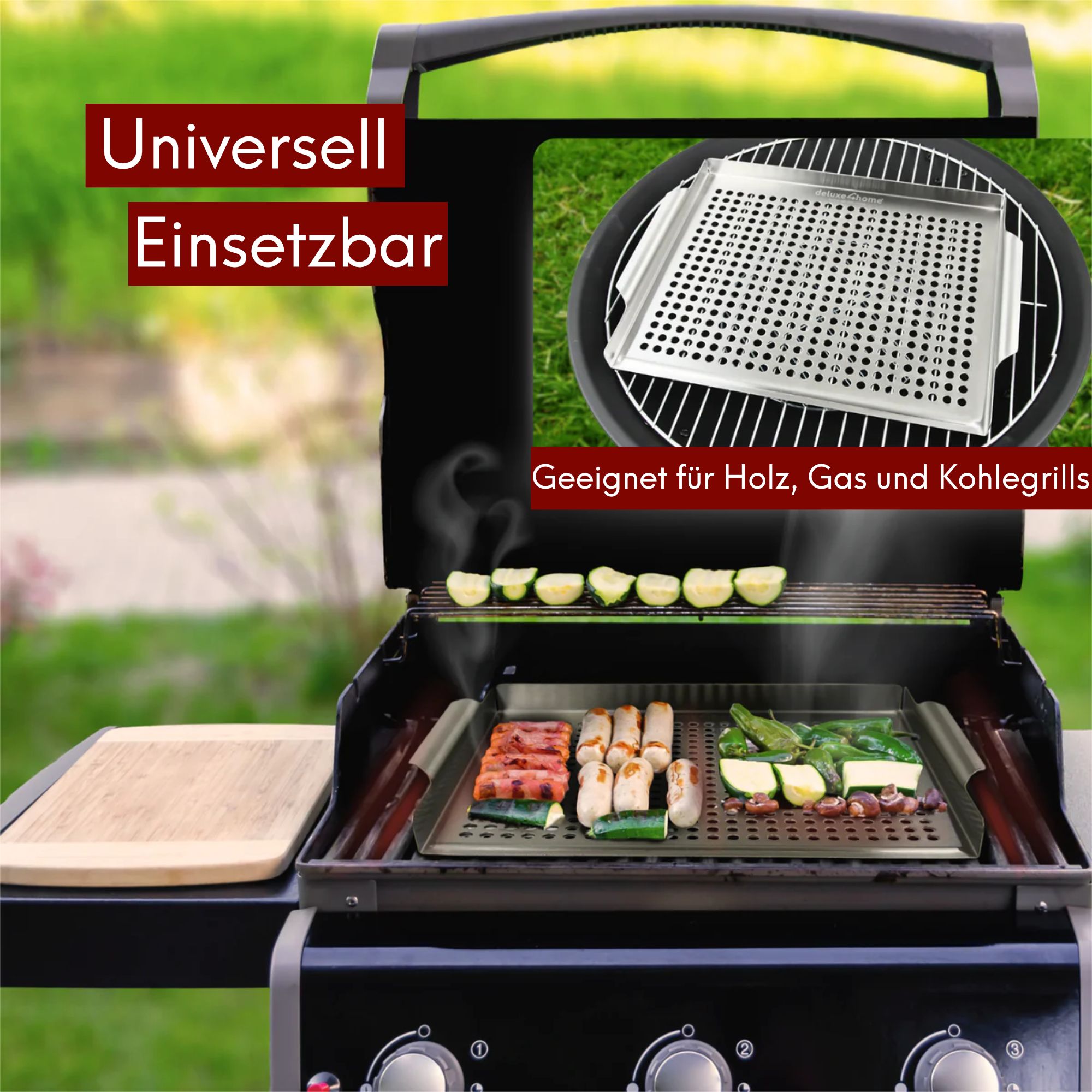 Grillschale Edelstahl 40x30 cm