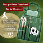 Grillset: Grillgabel, Grillzange, Grillwender und Grillhandschuh