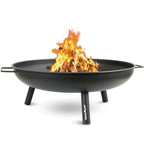 kalb | Feuerschale, 0,7 mm starkes Eisen, Ø 58 cm, H 23 cm, 3 Standfüße, 2 Handgriffe, robust und mobil, für Garten, Terrasse, Camping, Schwarz