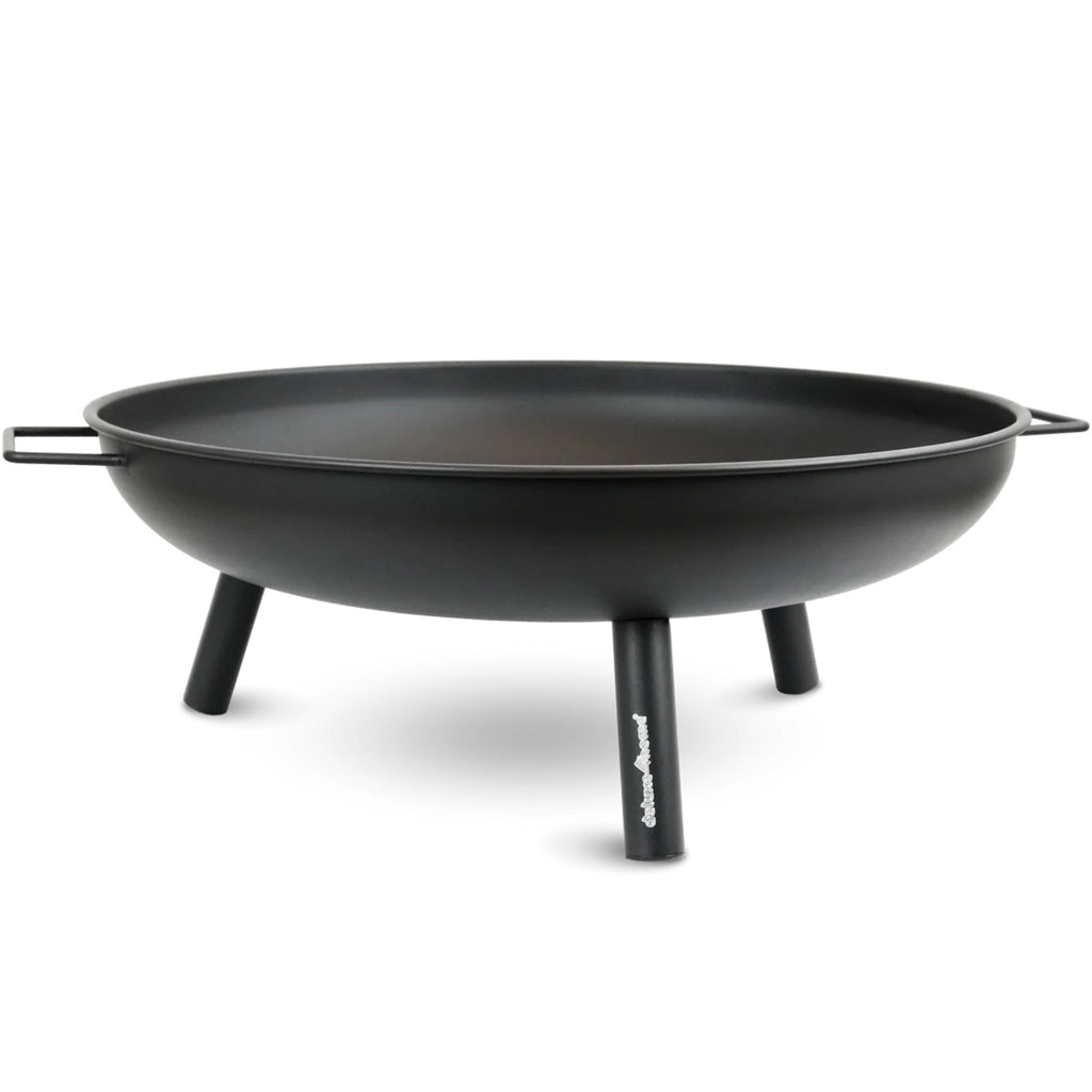 kalb | Feuerschale, 0,7 mm starkes Eisen, Ø 58 cm, H 23 cm, 3 Standfüße, 2 Handgriffe, robust und mobil, für Garten, Terrasse, Camping, Schwarz