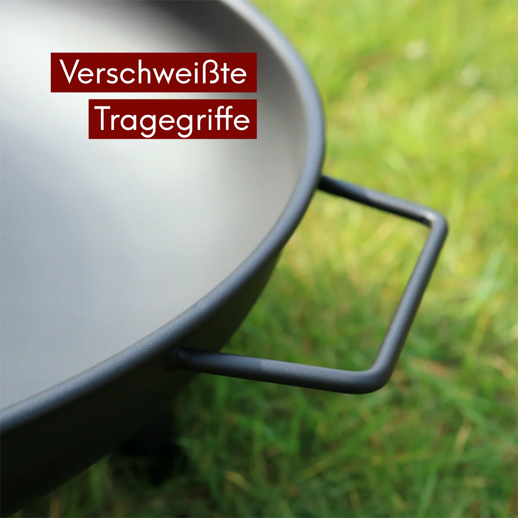 kalb | Feuerschale, 0,7 mm starkes Eisen, Ø 58 cm, H 23 cm, 3 Standfüße, 2 Handgriffe, robust und mobil, für Garten, Terrasse, Camping, Schwarz