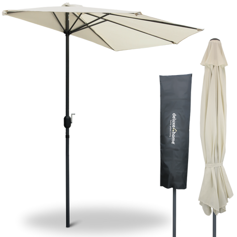 Sonnenschirm Halbrund für Balkon Terrasse Radius 150cm Creme