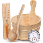 Saunazubehör mit Saunaeimer, Saunakelle, Sanduhr & Thermometer