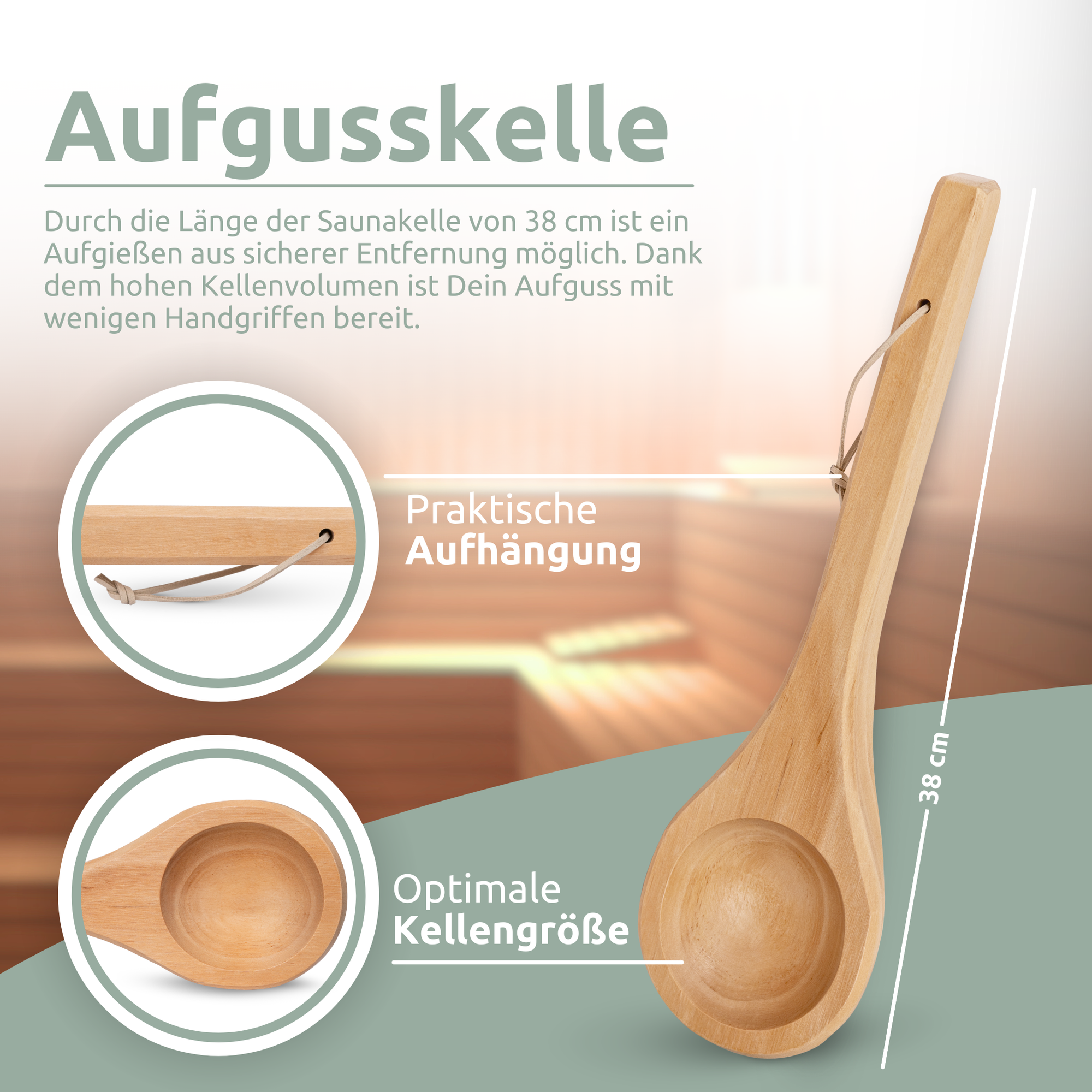 Saunazubehör mit Saunaeimer, Saunakelle, Sanduhr & Thermometer