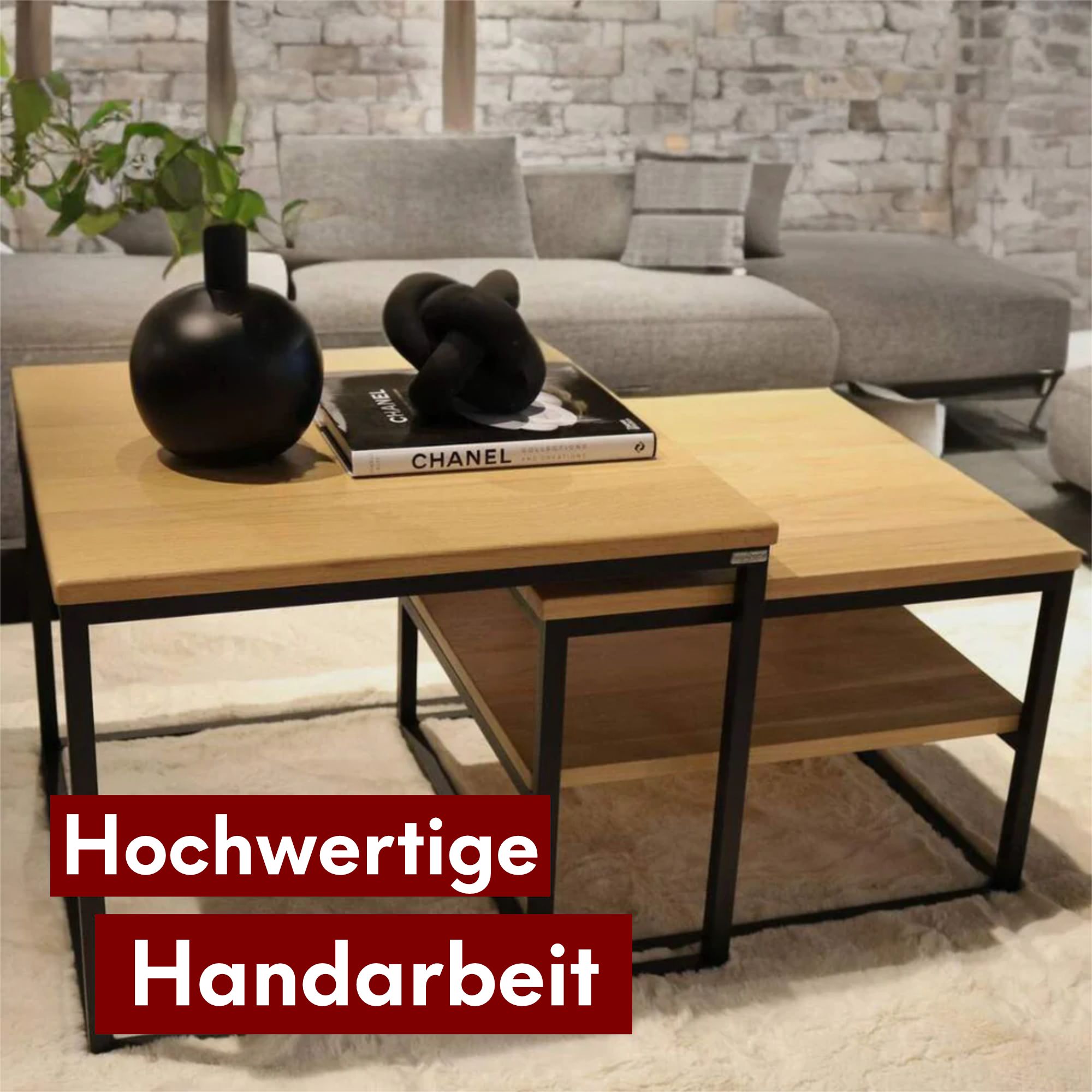 2er-Set Couchtisch aus Eiche