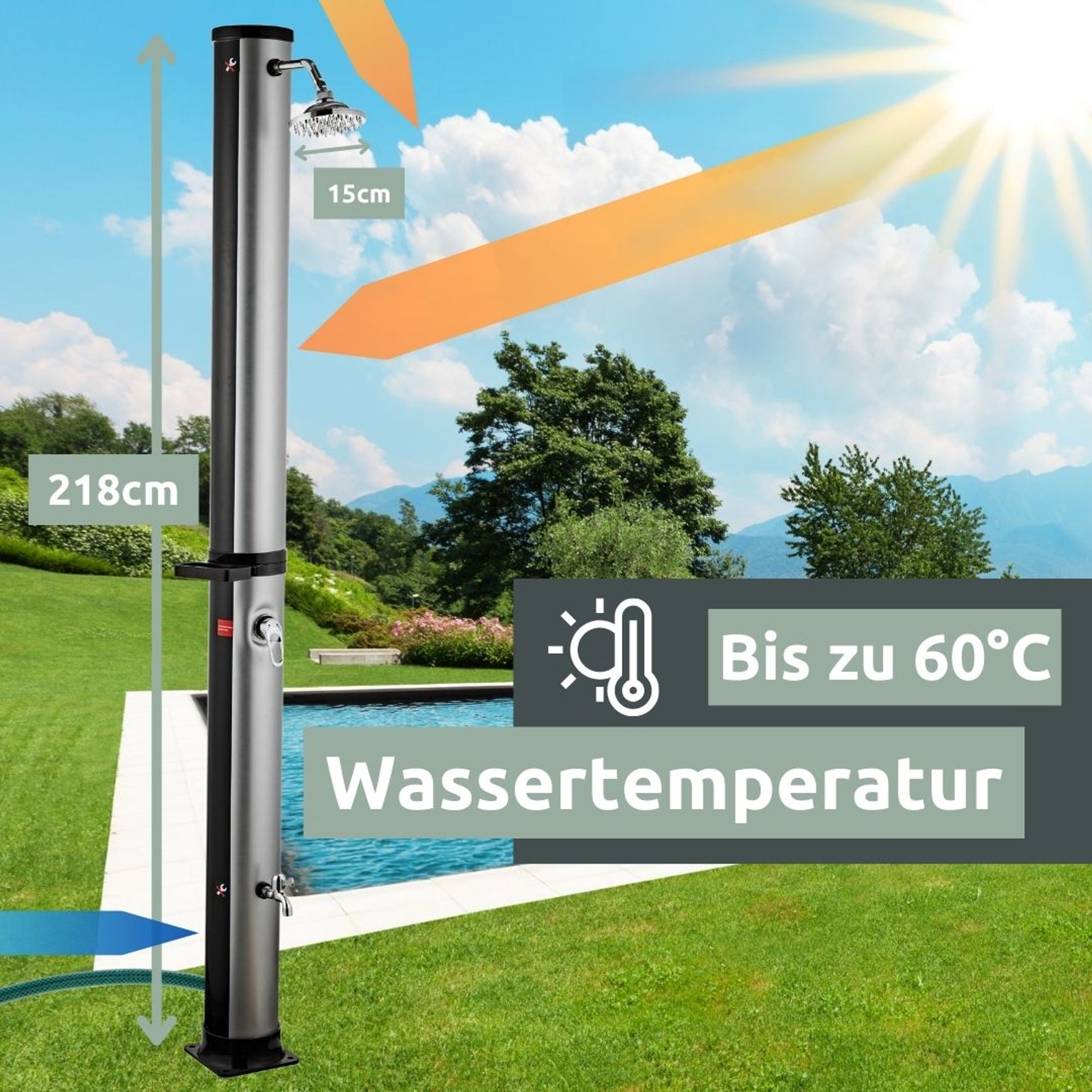 Solardusche - 35 Liter Wasserspeicher Gartendusche inkl. Schutzhülle