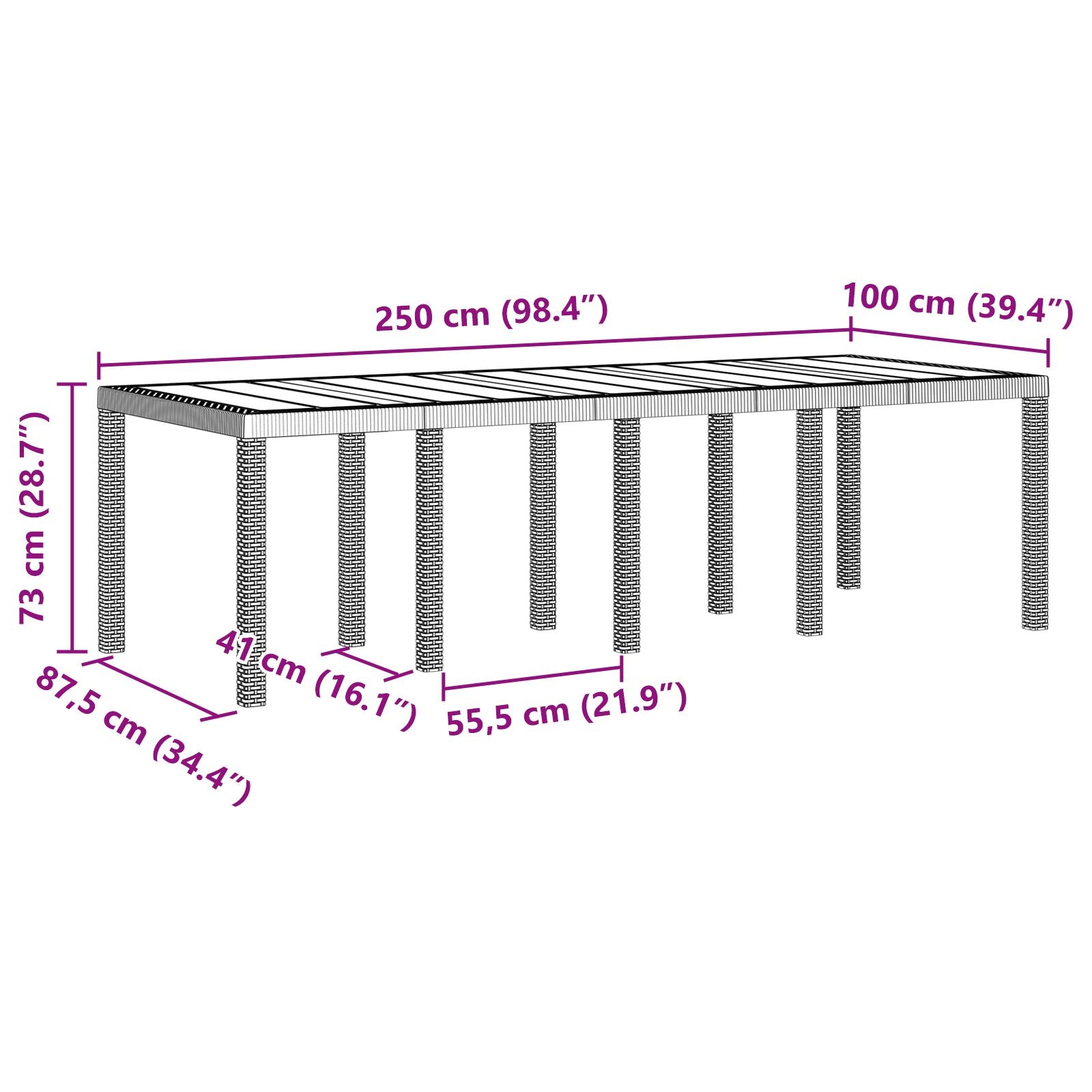 11-teiliges Garten Essset mit Kissen Anthrazit Poly-Rattan