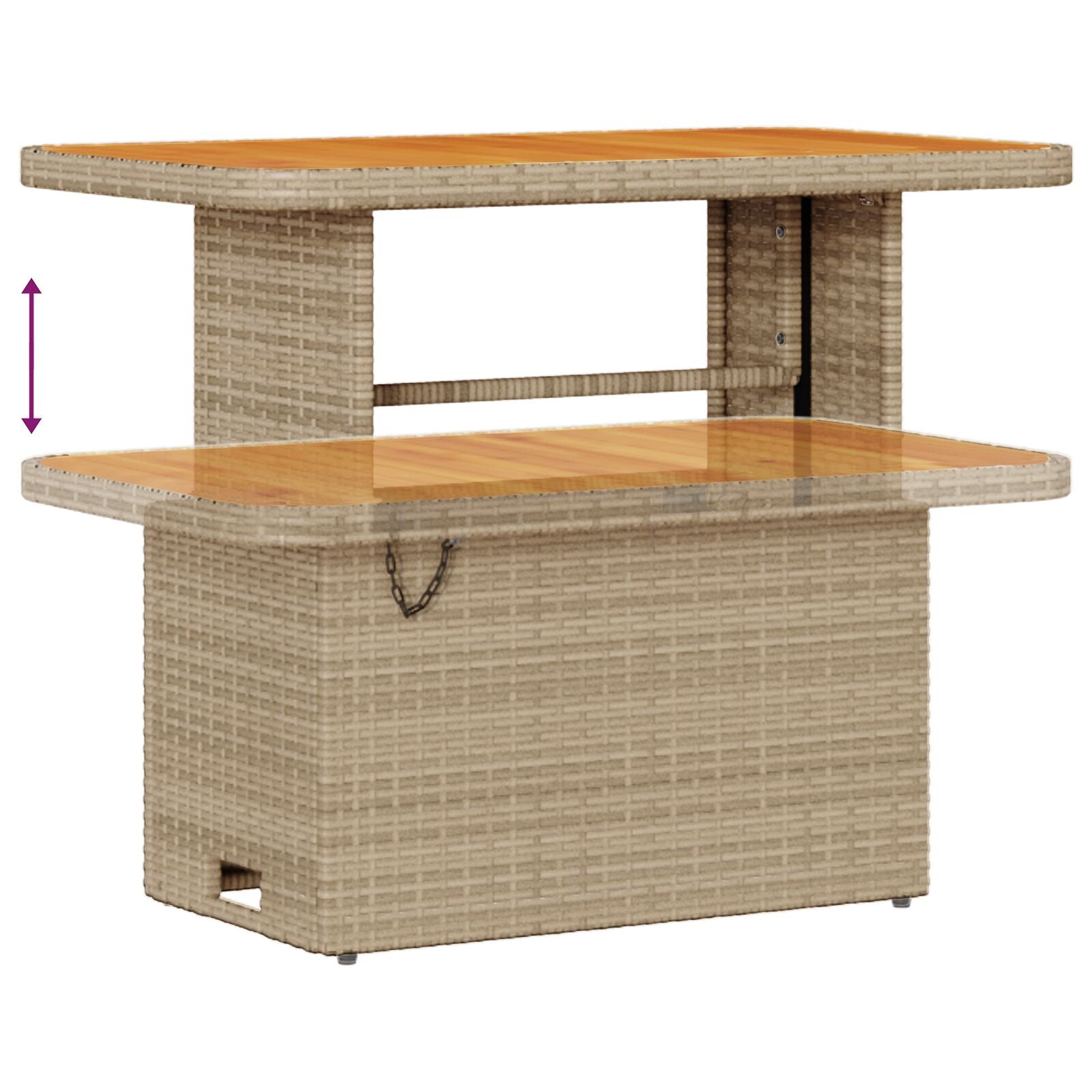10-teilige Garten Sofa Set mit Kissen Beige Poly Rattan Akazie, 3-teilige Garten Essgruppe mit Kissen Beige Poly Rattan Akazie