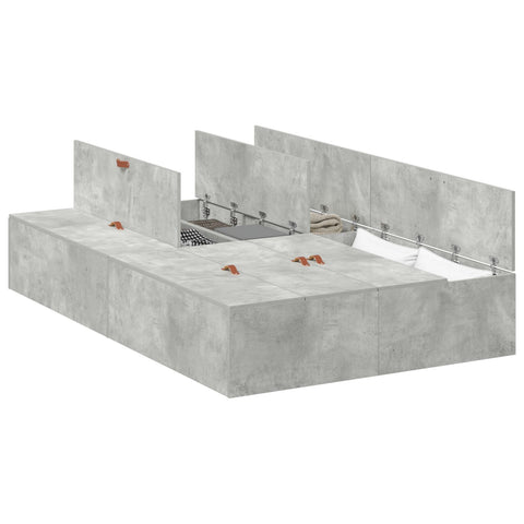 Aufbewahrungsbettgestell Beton Grau 120x190 cm