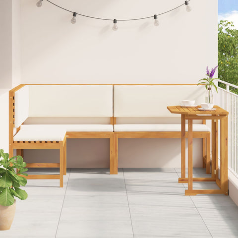 3-tlg. Garten-Bistroset mit Kissen Massivholz Akazie
