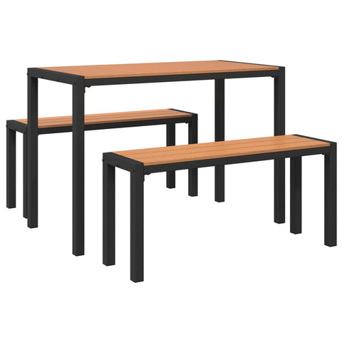 3-teiliges Garten-Esszimmer-Set aus Stahl und WPC Braun