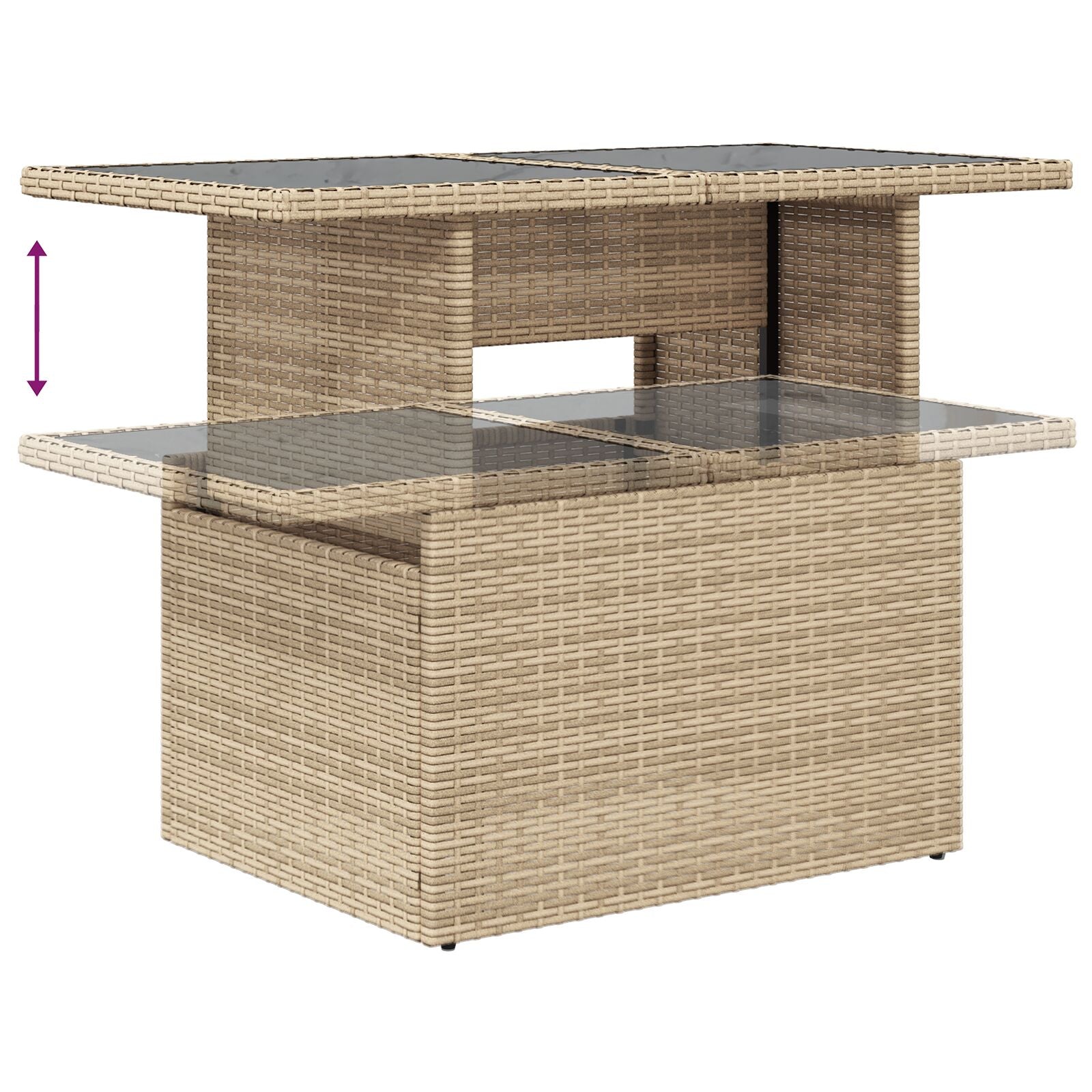 10-teiliges Garten Sofa Set mit Kissen Beige Poly Rattan