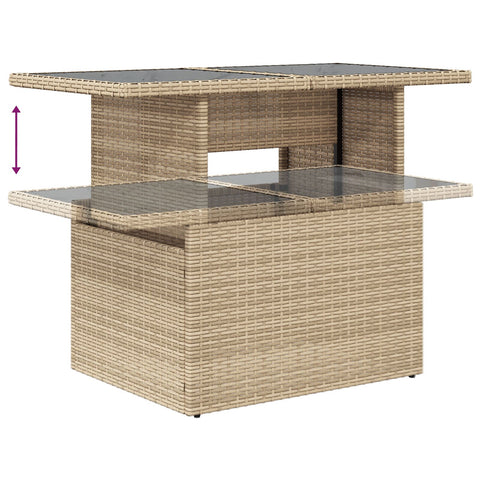 10-teiliges Garten Sofa Set mit Kissen Beige Poly Rattan