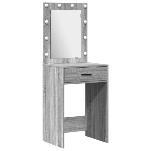 2-tlg. Schminktisch-Set mit LED-Leuchten Grau Sonoma