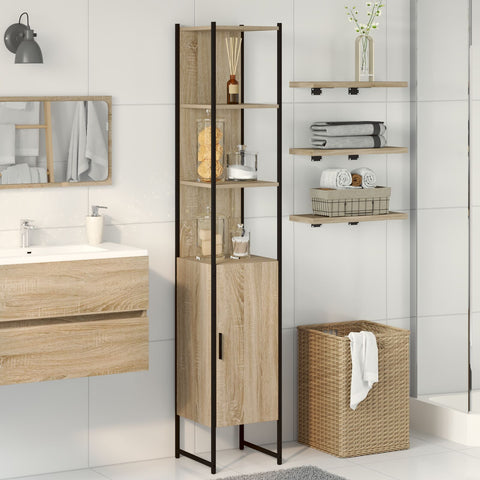 Badezimmer Schrank Sonoma Eiche 33x33x185,5 cm Ingenieurholz