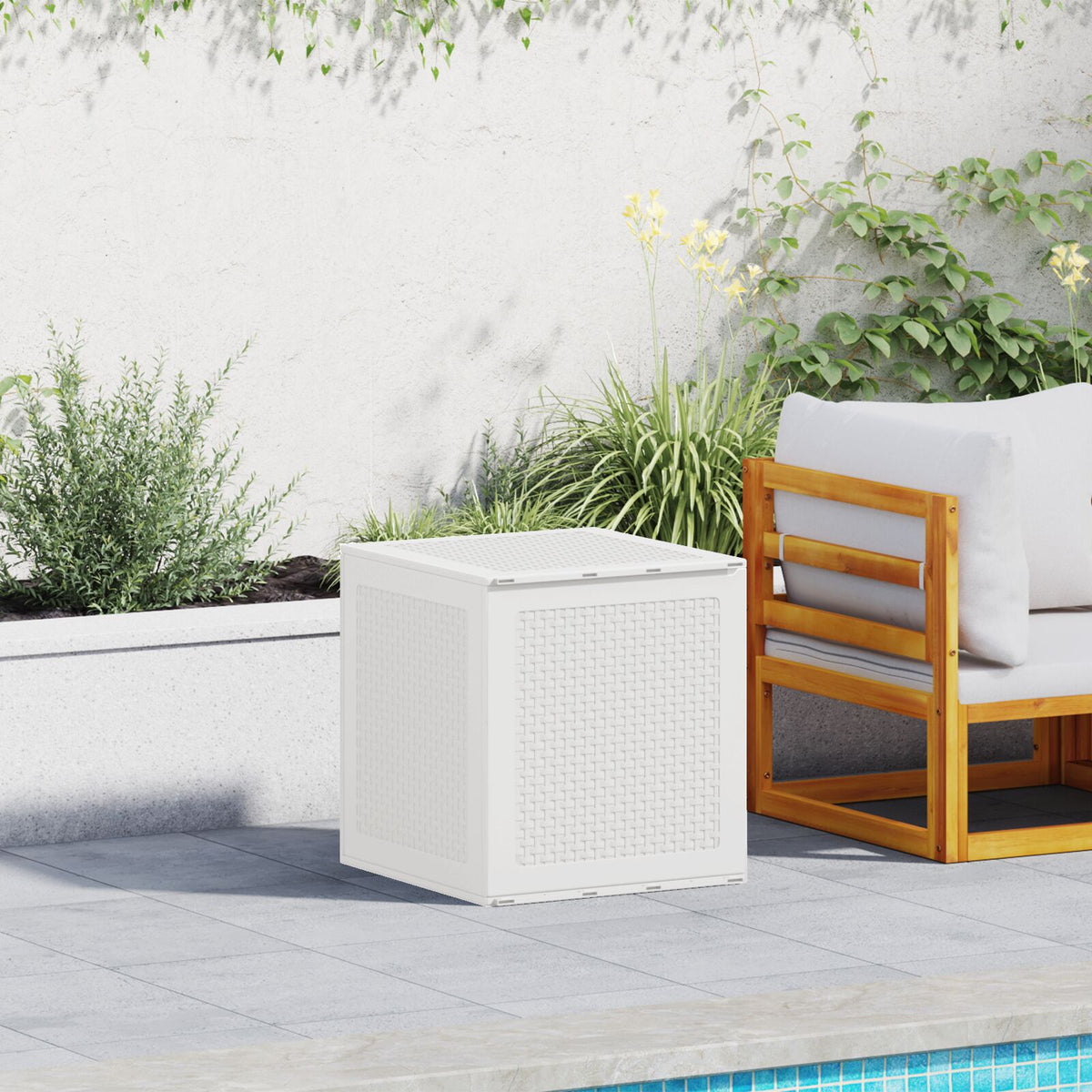 Garten Aufbewahrungsbox Weiß 55x53x57 cm PP