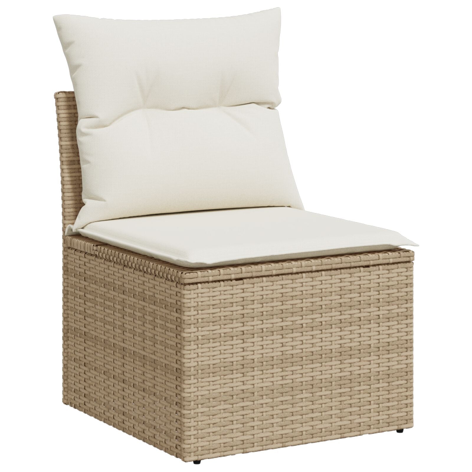 10-teiliges Garten Essset mit Kissen Beige Poly-Rattan Akazie