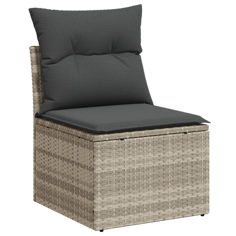 10-teiliges Garten Essgruppe mit Kissen Grau Poly Rattan