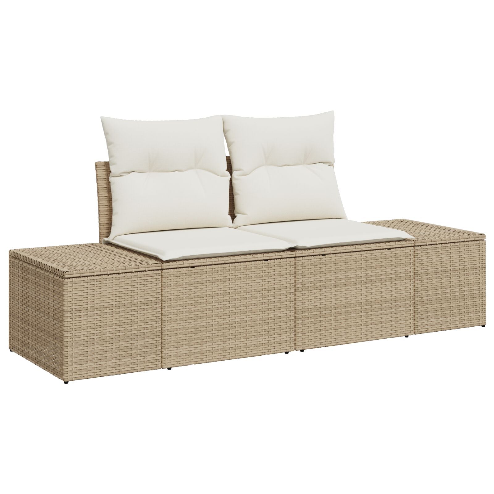 10-teiliges Garten Sofa Set mit Kissen Beige Poly Rattan