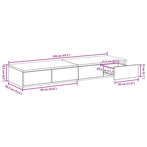 Bett Schubladen Schwarz 120x36,5x16,5 cm Holzwerkstoff