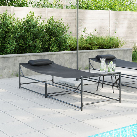 Garten Sonnenliege - Anthrazit - 200x74x73 cm - Stahl & Textilene